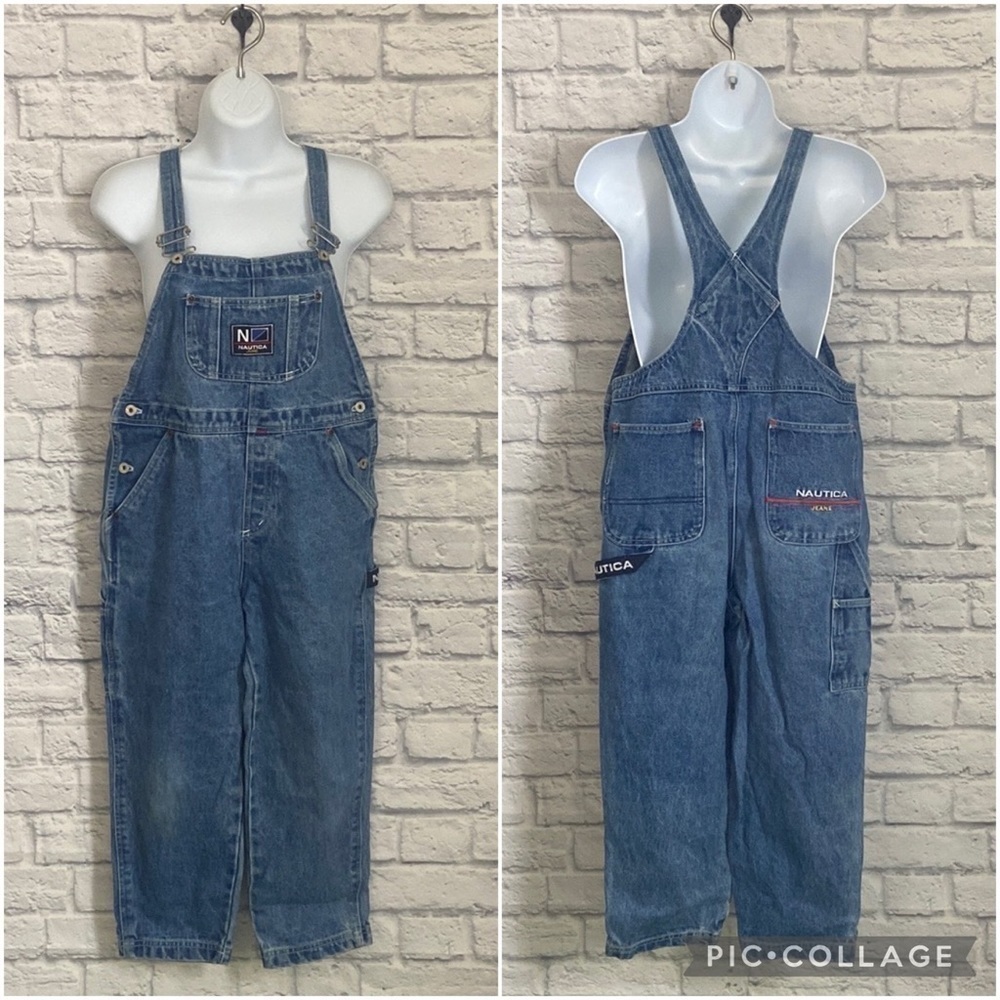 Vintage 90's Nautica Denim Overalls Boys size XL